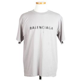 Balenciaga Blur Logo Vintage Jersey T-Shirt Grau