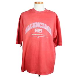 Grafik-Logo Vintage Jersey T-Shirt Rot - Balenciaga