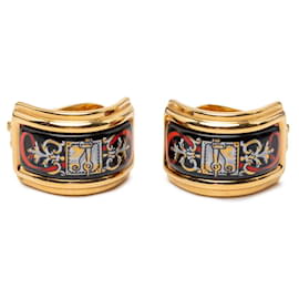 Hermes Enamel Cloisonné Clip Earrings - Hermès