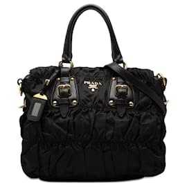 Borsa Tote Prada con logo arricciato