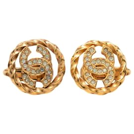 Orecchini a clip Chanel Coco Mark placcati oro con strass