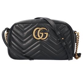 Gucci GG Marmont Schultertasche aus schwarzem Leder