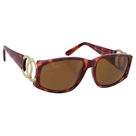 CHANEL Sonnenbrille Kunststoff Braun Goldton CC Auth bs36532