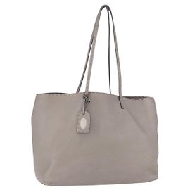 Borsa a mano FENDI Celeria in pelle grigia argento Auth 195694A