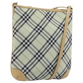 Borsa a tracolla BURBERRY Nova Check Blue Label Nylon Verde Argento Auth 195078A