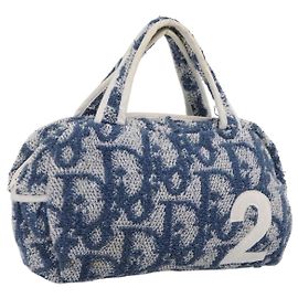 Borsa a mano Christian Dior Trotter Canvas pile Blue Auth 196270A