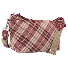Borsa a tracolla BURBERRY Nova Check Blue Label in tela rossa e argento autentica 195702A