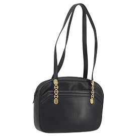Borsa Tote Christian Dior Pelle Nero Oro Auth 195576A
