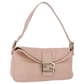 FENDI Mamma Baguette Borsa a Tracolla in Pelle Rosa Oro Auth 195351M