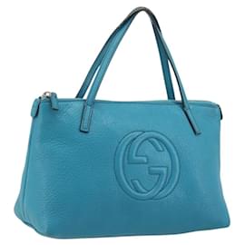 Borsa a mano GUCCI Soho in pelle blu argento 340618 Auth 194286A