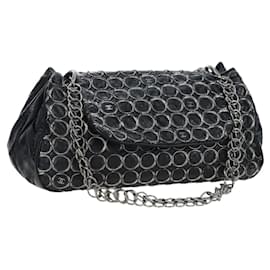 Borsa a tracolla con catena CHANEL Vernice Nero Argento CC Auth BA14739