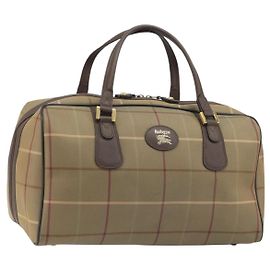 Borsa Boston Burberrys Nova Check Canvas Beige Tono Oro Auth 192716