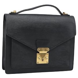 Borsa a mano LOUIS VUITTON Epi Monceau 28 Nero M52122 LV Auth BA14189
