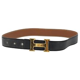 Cintura HERMES Constance H in pelle 31.9"" Nero Oro Auth 194379 - Hermès