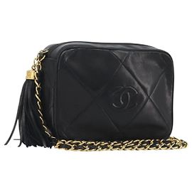 Borsa a spalla CHANEL Matelasse con catena in pelle d'agnello oro nero CC Auth 195961V