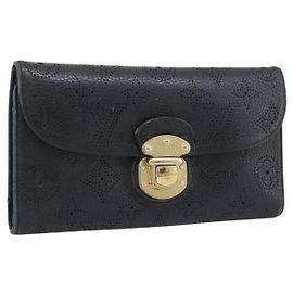 LOUIS VUITTON Monogram Mahina Portefeuille Amelia Black M95549 Auth bs36730