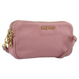 Borsa a tracolla Miu Miu in pelle rosa tono oro Auth 196211