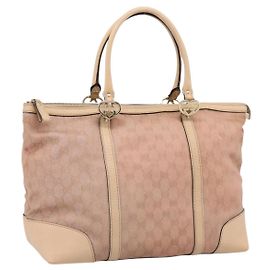 Borsa Tote GUCCI GG Canvas Rosa Tono Oro 257068 Auth BA14937