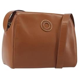 Céline CELINE Circle Shoulder Bag Leather Brown Gold Auth 196309