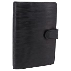 LOUIS VUITTON Epi Agenda PM Day Planner Cover Black R20052 LV Auth 195368