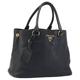 Borsa a mano PRADA Vittero Dino Leather 2way Nero Oro Auth 195226A