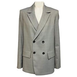 Blazer cruzado Tibi Grey Multi Grant Suiting