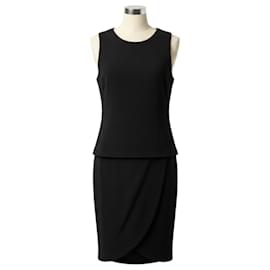Chanel Vintage Ärmelloses Midi-Kleid aus Wollgaze in Schwarz