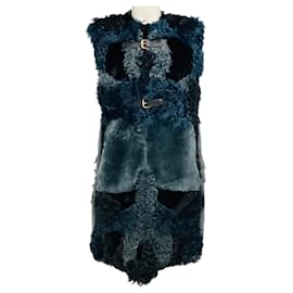 Chaleco Louis Vuitton Navy / Slate Blue / Black de piel de cordero forrada en seda, piel de conejo y piel de visón con detalles en piel de becerro