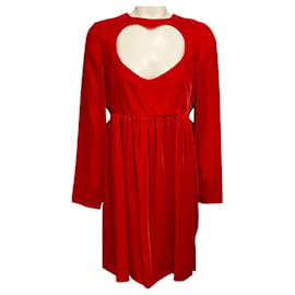 Chloé Chloe Red Crush Samtkleid mit Herz-Cut-Out-Detail