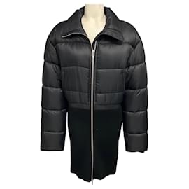Abrigo puffer Alaia de nailon negro y punto acanalado con cremallera frontal - Alaïa