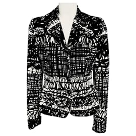 Moschino Cheap and Chic Black / White Patterned Velvet Blazer - Moschino Cheap And Chic