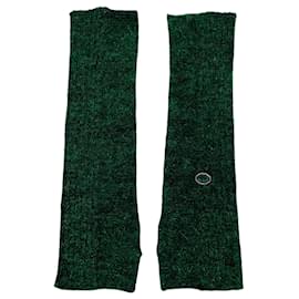 Scalamani in maglia di mohair verde Chanel con decorazioni in pietre preziose