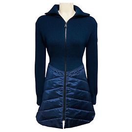 Louis Vuitton ausgestelltes Kleid aus dunkelblauer Wollstrick und Nylon mit Reißverschluss vorne
