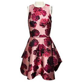 Vestido de cóctel línea A sin mangas en jacquard rosa palo / borgoña Giambattista Valli