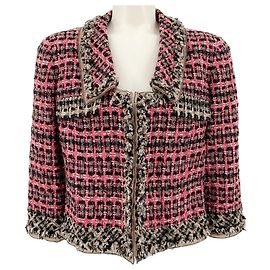 Oscar de la Renta Cropped Jacket aus rosa Tweed