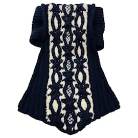 Chanel Navy / Ecru 2018 Strickkragen aus Wolle und Kaschmir