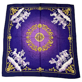 Hermes Purple / Gold Multi Cosmos Print Seidentwill-Schal - Hermès