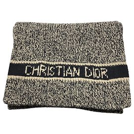Sciarpa lunga in maglia con logo in lana e cashmere Christian Dior Beige / Brown