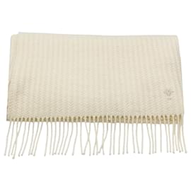 Sciarpa lunga in maglia di cashmere Christian Dior avorio con logo CD, ape ricamata e frange