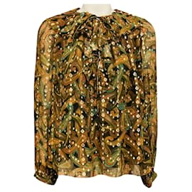 Ulla Johnson Emilie Bluse Tan / Gold Metallic Tiger's Eye