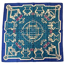 Hermes Blue Multi Mors et Gourmettes Seidentwill-Schal - Hermès