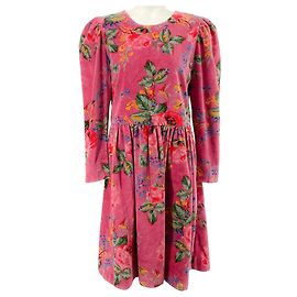 Autre Marque Alix of Bohemia Kleid aus Samt mit rosa Blumenmuster