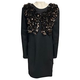 Vestido de lana Marni gris carbón / cobre metalizado adornado con lentejuelas