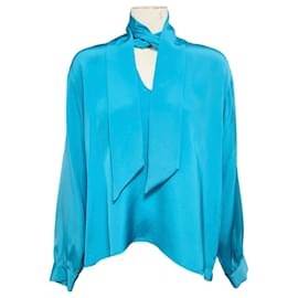 Autre Marque Blusa Libertine Turquoise Blue Hockney's Pool Slim Keith Tie