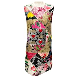 Dolce & Gabbana Gold Multi Metallic Jacquard Patchwork Cocktailkleid