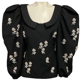 Autre Marque Top de lana con mangas abullonadas y cristales negros SHUSHU/TONG