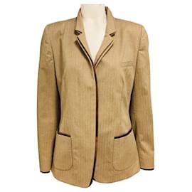 Brunello Cucinelli Blazer aus Baumwolle im Fischgrätenmuster beige / braun