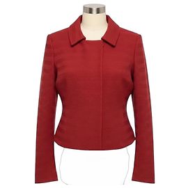 Akris rote Tweedjacke aus Wolle, seidengefüttert, mit Reißverschluss