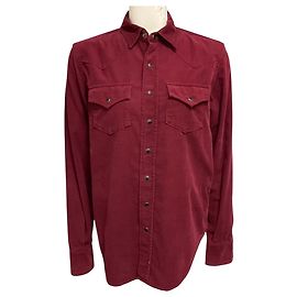 Saint Laurent Burgundy Cotton Corduroy Western Shirt