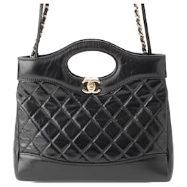 Borsa Shopping Satchel Chanel Mini 31 in vitello lucido matelassé nero